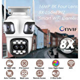 Ozmik CMR60  WiFi IP Kamera 6K 12MP Dış Mekan Üç Lensli Üç Ekran PTZ Güvenlik Kamerası