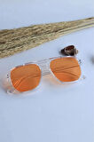 Turuncu Şeffaf Minimal Vintage Retro Kemik Güneş Gözlüğü