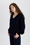 Oversize Fit V Yaka Triko Kazak