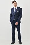 Erkek Lacivert Regular Fit Normal Kesim Mono Yaka Su Ve Leke Tutmayan Nano Takım Elbise