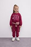 DeFacto Kız Bebek 2'li Takım Baskılı Bisiklet Yaka Sweatshirt Üst Beli Lastikli Eşofman Altı D0815A524AUBR490