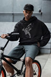 Tasarım Nota Kuş Baskılı Unisex Oversize Hoodie