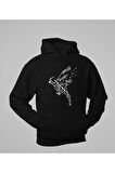 Tasarım Nota Kuş Baskılı Unisex Oversize Hoodie