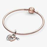 Pandora 780087C01-Kalp ve Kilit Çift Sallantılı Charm