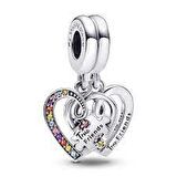 Pandora 792239C01-Puzzle Parçası ve Kalpli Arkadaşlık Sallantılı Charm