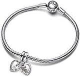 Pandora 792239C01-Puzzle Parçası ve Kalpli Arkadaşlık Sallantılı Charm
