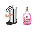 Sensörlü Fotoselli Sıvı Sabunluk 14x10x22cm Ve1 Adet 392ml Sıvı Sabun Amber Ve Gül
