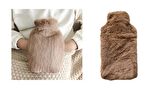 Sıcak Su Torbası Yan Cepli Bej  Peluş Termofor 26X17X2Cm  750Ml