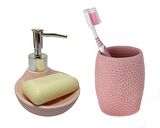 SIVI SABUNLUK,DİŞ FIRÇALIK 2 Lİ BANYO SETİ,PEMBE PETEK