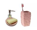 SIVI SABUNLUK,DİŞ FIRÇALIK 2 Lİ BANYO SETİ,ÇİÇEKLİ