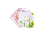 AHŞAP BARDAK ALTLIĞI 4 ADET ÇİÇEK DESEN 9x9cm