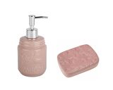 SIVI SABUNLUK VE SABUNLUK 2 Lİ BANYO SETİ,PEMBE ÇİÇEKLİ
