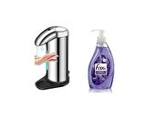 SIA SENSÖRLÜ FOTOSELLİ SIVI SABUNLUK 14X10X22CM VE 1 ADET 400 ML SIVI SABUN LAVANTA KOKULU