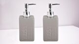 BANYO SETİ SERAMİK SIVI SABUNLUK 2 ADET GRİ MODERN 7X7X17CM 300ML