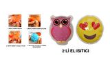 KALP EMOJİ PEMBE BAYKUŞ CEP SOBASI,EL ISITICI,2 ADET SICAK SU TORBASI PVC  9cm