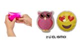 KALP EMOJİ PEMBE BAYKUŞ CEP SOBASI,EL ISITICI,2 ADET SICAK SU TORBASI PVC  9cm