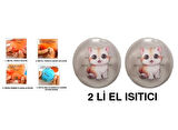 SEVİMLİ KEDİ CEP SOBASI,EL ISITICI,2 ADET SICAK SU TORBASI PVC  9cm