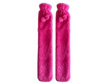 SICAK SU TORBASI 2 ADET,BOYUN VE OMUZ ICIN  UZUN PELUŞ PEMBE PONPONLU 2LT TERMOFOR 75x13CM