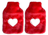 SICAK SU TORBASI 2 ADET,PELUŞ KALPLİ,PEMBE TERMOFOR 26X17X2CM 1 LİTRE