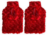 SICAK SU TORBASI 2 ADET,KIRMIZI RENKLİ,PONPONLU TERMOFOR 26X17X2CM 1 LİTRE