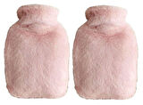 SICAK SU TORBASI 2 ADET,YAN CEPLİ PEMBE PELUŞ TERMOFOR 27x17x2cm  750ml