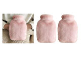 SICAK SU TORBASI 2 ADET,YAN CEPLİ PEMBE PELUŞ TERMOFOR 27x17x2cm  750ml