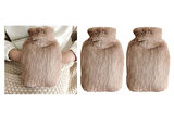 SICAK SU TORBASI 2 ADET,YAN CEPLİ BEJ PELUŞ TERMOFOR 27x17x2cm  750ml