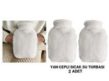 SICAK SU TORBASI 2 ADET,YAN CEPLİ BEYAZ PELUŞ TERMOFOR 27x17x2cm  750ml