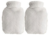 SICAK SU TORBASI 2 ADET,YAN CEPLİ BEYAZ PELUŞ TERMOFOR 27x17x2cm  750ml