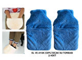 SICAK SU TORBASI 2 ADET,CEPLİ MAVİ PELUŞ TERMOFOR 32,5x17,5cm  1500 ML