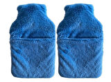 SICAK SU TORBASI 2 ADET,CEPLİ MAVİ PELUŞ TERMOFOR 32,5x17,5cm  1500 ML
