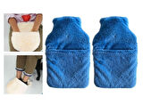 SICAK SU TORBASI 2 ADET,CEPLİ MAVİ PELUŞ TERMOFOR 32,5x17,5cm  1500 ML