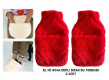 SICAK SU TORBASI 2 ADET,CEPLİ KIRMIZI PELUŞ TERMOFOR 32,5x17,5cm  1500 ML
