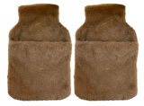SICAK SU TORBASI 2 ADET,CEPLİ KAHVERENGİ PELUŞ TERMOFOR 32,5x17,5cm  1500 ML
