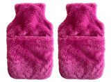 SICAK SU TORBASI 2 ADET,CEPLİ PEMBE PELUŞ TERMOFOR 32,5x17,5cm  1500 ML