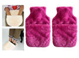 SICAK SU TORBASI 2 ADET,CEPLİ PEMBE PELUŞ TERMOFOR 32,5x17,5cm  1500 ML
