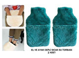 SICAK SU TORBASI 2 ADET,CEPLİ YEŞİL PELUŞ TERMOFOR 32,5x17,5cm  1500 ML