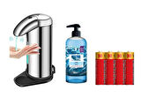 SENSÖRLÜ FOTOSELLİ SIVI SABUNLUK,PİLLER DAHİL 14X10X22CM VE BİR ADET 500 ML SIVI SABUN OKYANUS KOKULU