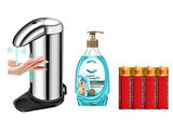 SENSÖRLÜ FOTOSELLİ SIVI SABUNLUK,PİLLER DAHİL 14X10X22CM VE BİR ADET 392 ML SIVI SABUN AQUA VE DENİZ ESİNTİSİ