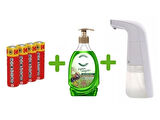 SENSÖRLÜ FOTOSELLİ SIVI SABUNLUK,PİLLER DAHİL 21X10X5CM VE BİR ADET 392 ML SIVI SABUN ZEYTİNYAĞI VE BERGAMOT