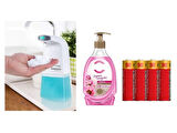 SENSÖRLÜ FOTOSELLİ SIVI SABUNLUK,PİLLER DAHİL 21X10X5CM VE BİR ADET 392 ML SIVI SABUN AMBER VE GÜL