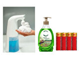 SENSÖRLÜ FOTOSELLİ SIVI SABUNLUK,PİLLER DAHİL 21X5X10CM VE BİR ADET 392 ML SIVI SABUN ZEYTİNYAĞI VE BERGAMOT