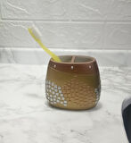 2 ADET DİŞ FIRÇALIK ALTIN MOZAİK POLİRESİN 10X10X5CM BANYO SETİ