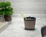 2 ADET DİŞ FIRÇALIK BRONZ KUMLU POLİRESİN 10X12X5CM BANYO SETİ