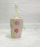 2 ADET DİŞ FIRÇALIK RENKLİ PAPATYALI POLİRESİN 5X5X11CM BANYO SETİ