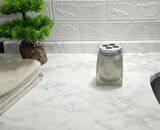 2 ADET DİŞ FIRÇALIK KRİSTAL TAŞLI GÜMÜŞ POLİRESİN 7X7X10CM BANYO SETİ