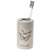 2 ADET SERAMİK DİŞ FIRÇALIK KELEBEK DESENLİ 7X7X11CM BANYO SETİ