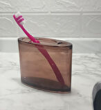 2 ADET DİŞ FIRÇALIK OVAL KAHVERENGİ AKRİLİK 13X5X10CM BANYO SETİ
