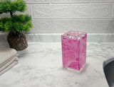 2 ADET DİŞ FIRÇALIK PEMBE ÇİÇEKLİ AKRİLİK 6X6X12CM BANYO SETİ