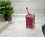 2 ADET DİŞ FIRÇALIK KALPLİ AKRİLİK 6X6X12CM BANYO SETİ